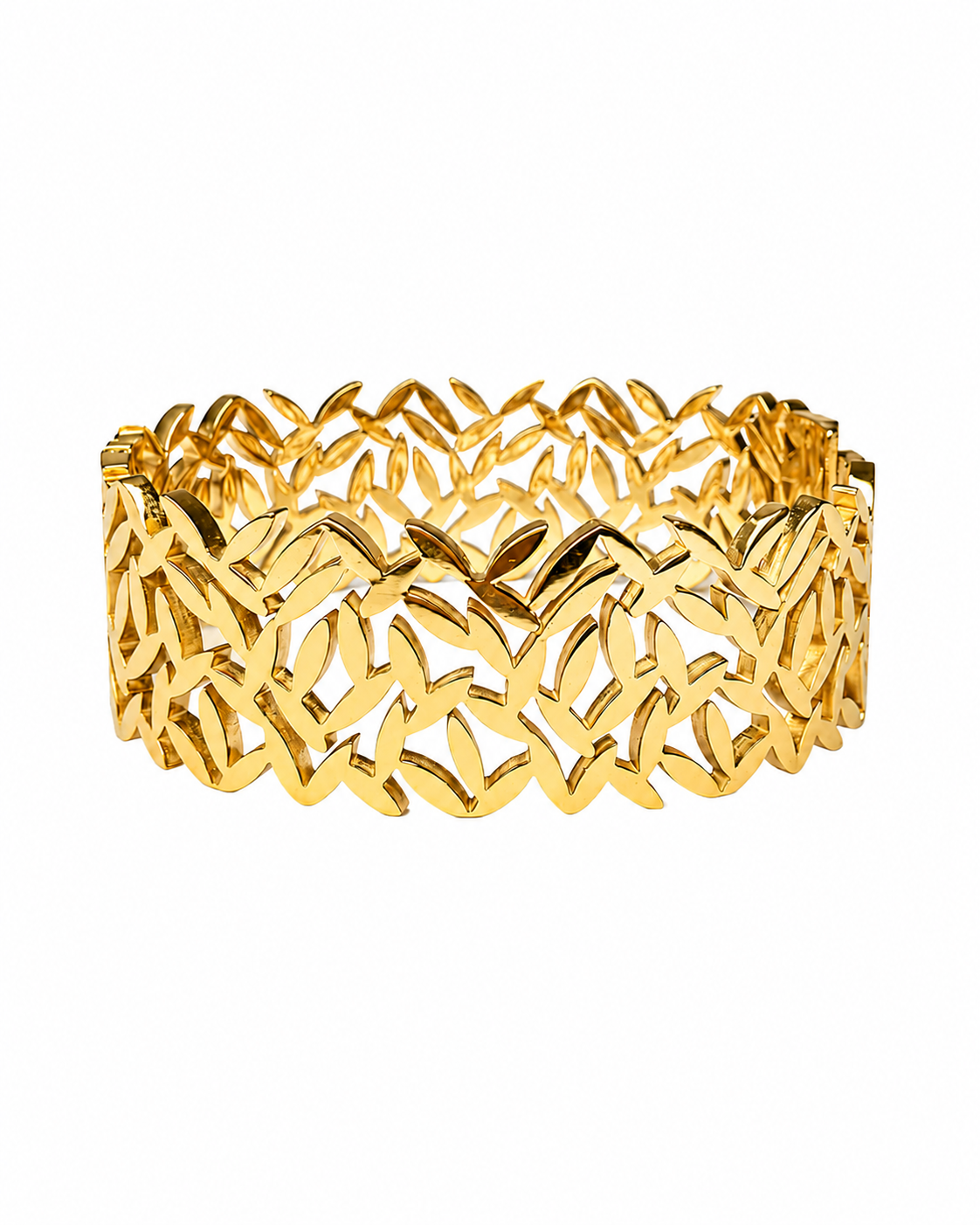 Golden Leaf Filigree Cuff Bracelet