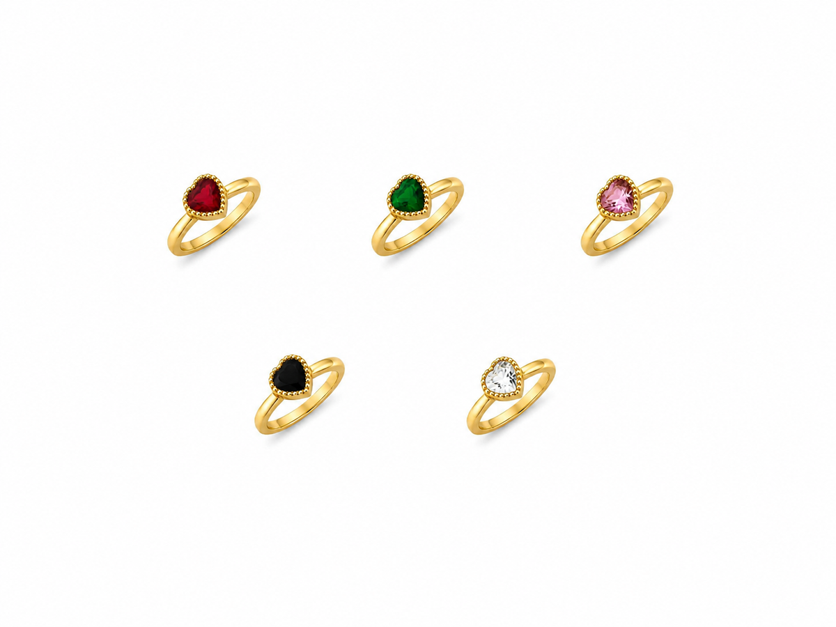 Heart Charm Ring Collection