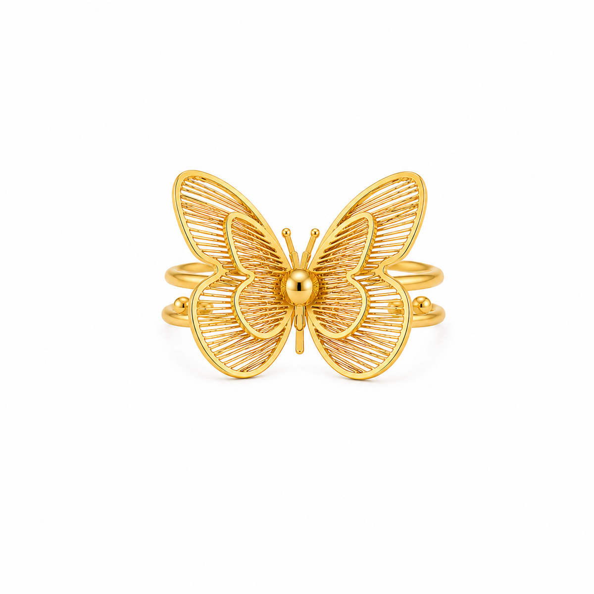 Golden Butterfly Adjustable Ring
