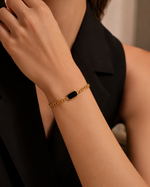 Luxury Gold Bracelet with Black Stone