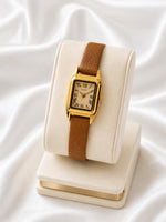 Vintage Brown Leather Square Watch