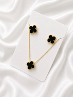 Black Clover Gold Necklace & Earrings Set