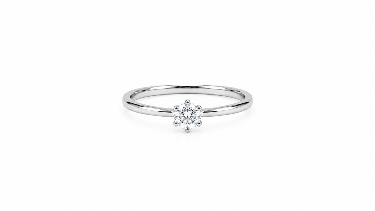 Silver Luna Solitaire Ring