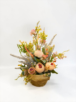 Rustic Peach Blossom Floral Basket