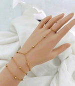 Golden Beaded Finger Chain Bracelet