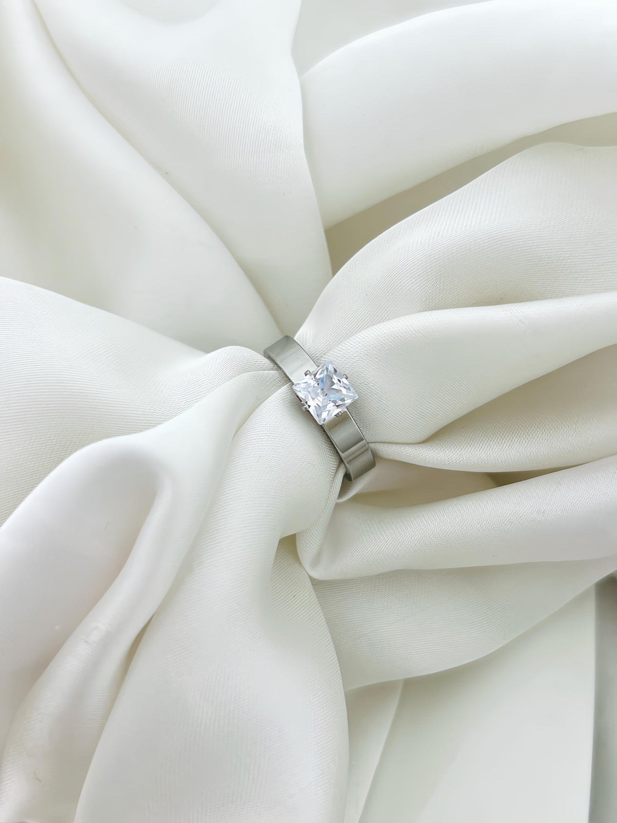 Silver Radiance Princess Solitaire Ring