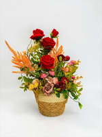 Crimson Rose Garden Floral Basket