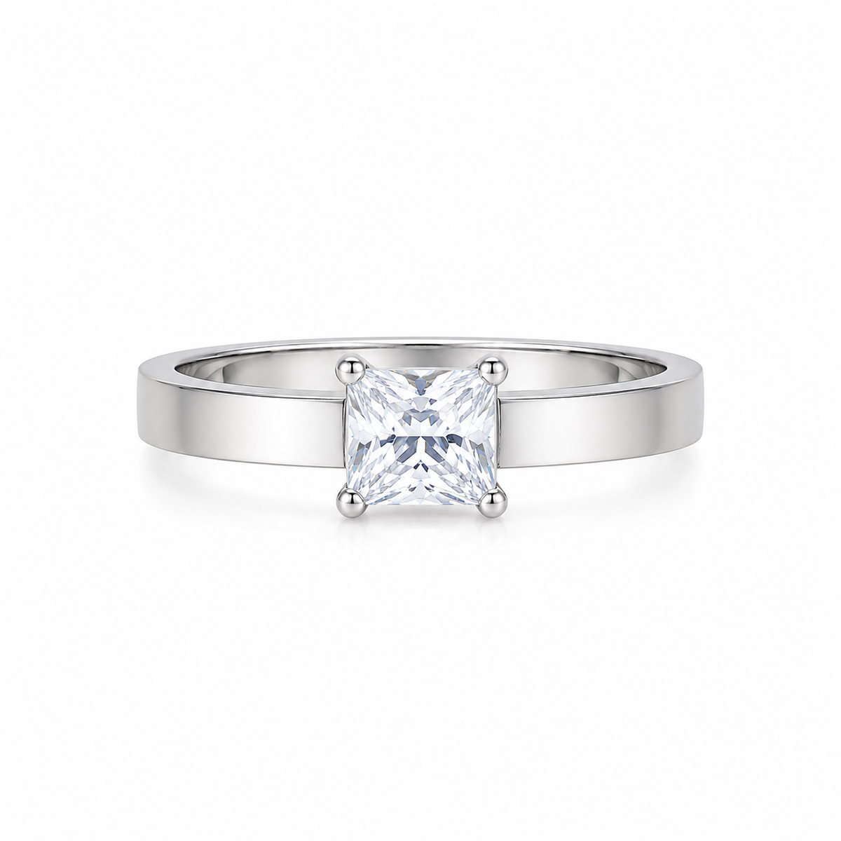 Silver Radiance Princess Solitaire Ring