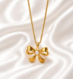 Pearl Bow Pendant Necklace