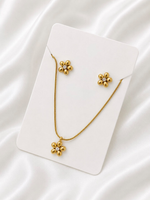 Golden Daisy Crystal Necklace & Earrings Set