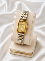Two-Tone Champagne Rectangular Watch