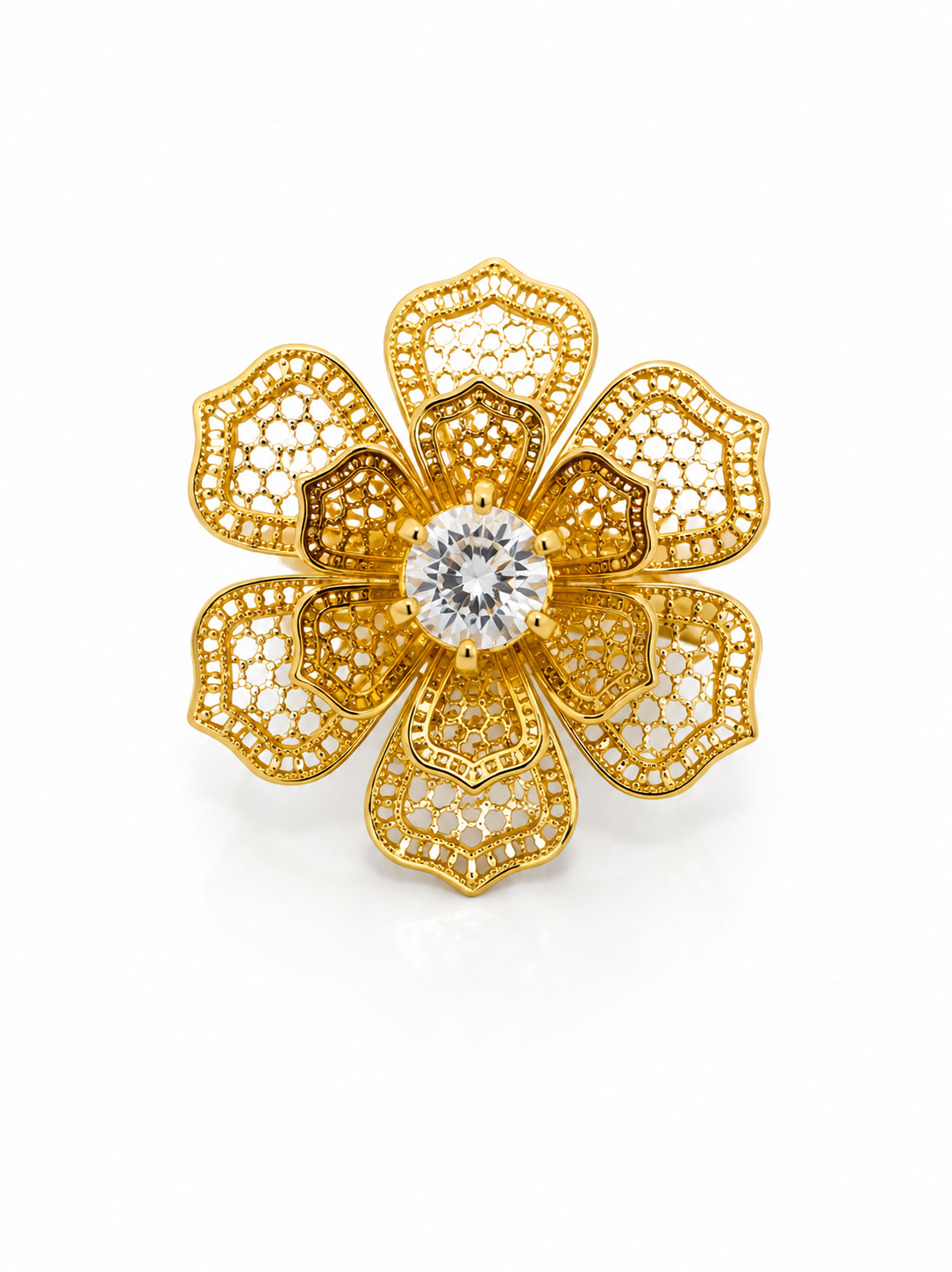 Aurora Bloom Crystal Floral Ring