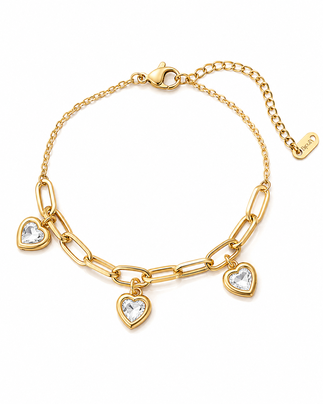 Gold Link Bracelet with Pearl Drops