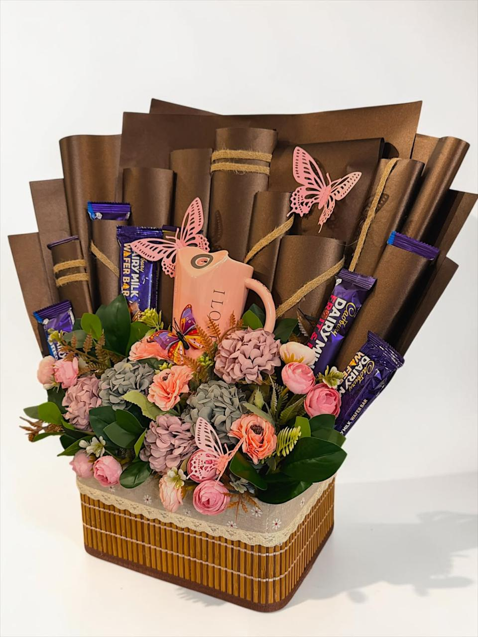 Blush Butterfly Chocolate Mug Gift Baske
