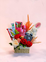 Rose Bunny Alarm Clock Gift Basket